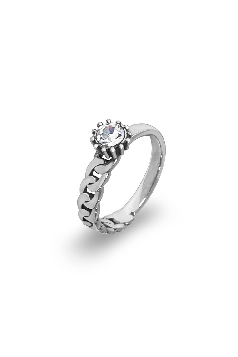 [925 silver] Unbalanced chain  vintage cubic ring